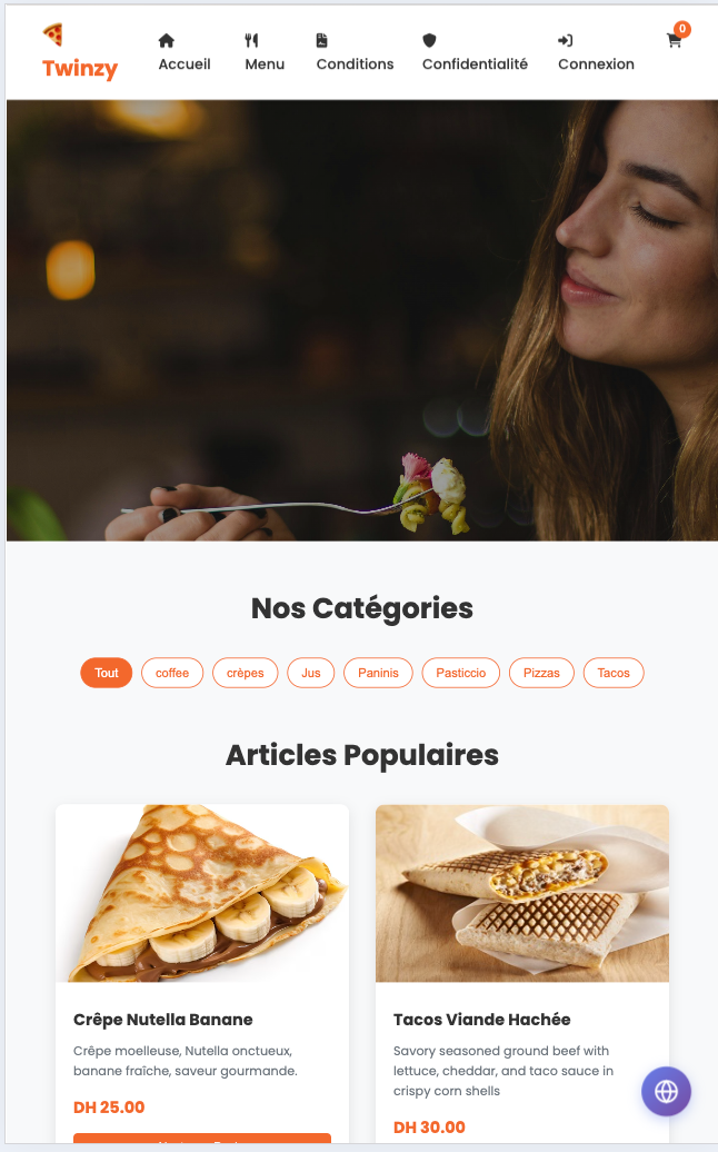 Twinzy - Food Delivery Mobile App