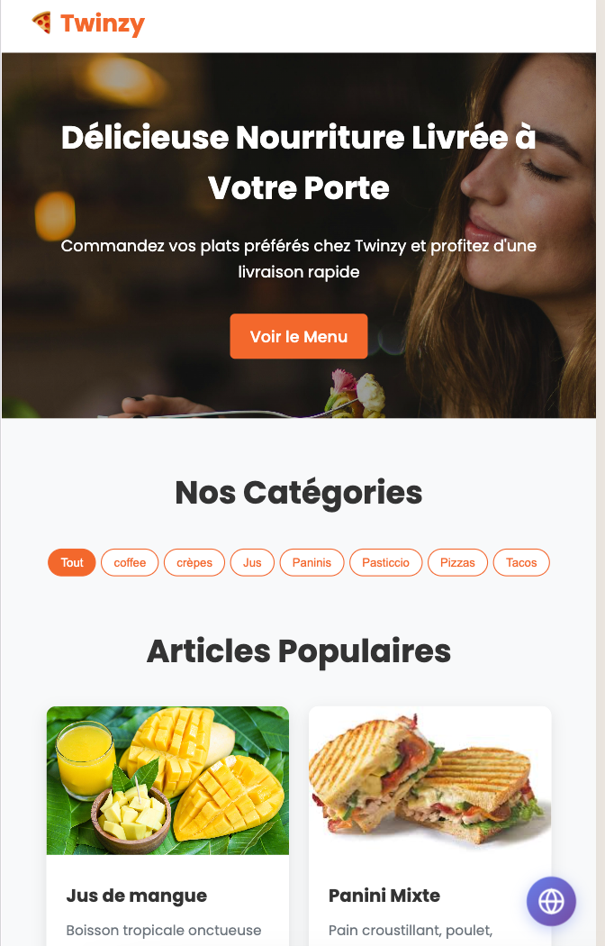 Twinzy - Food Delivery Mobile App