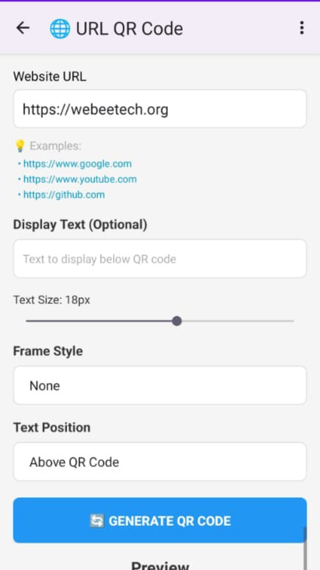 Générateur de Code QR - Application Android