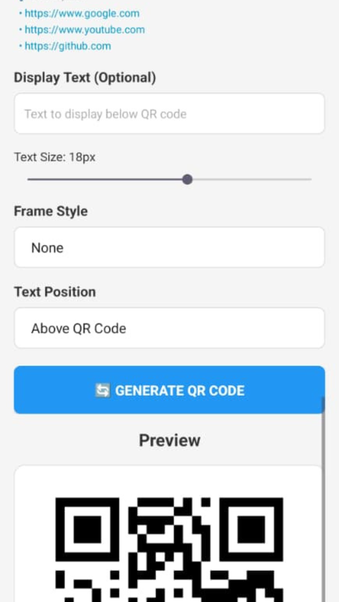 Générateur de Code QR - Application Android