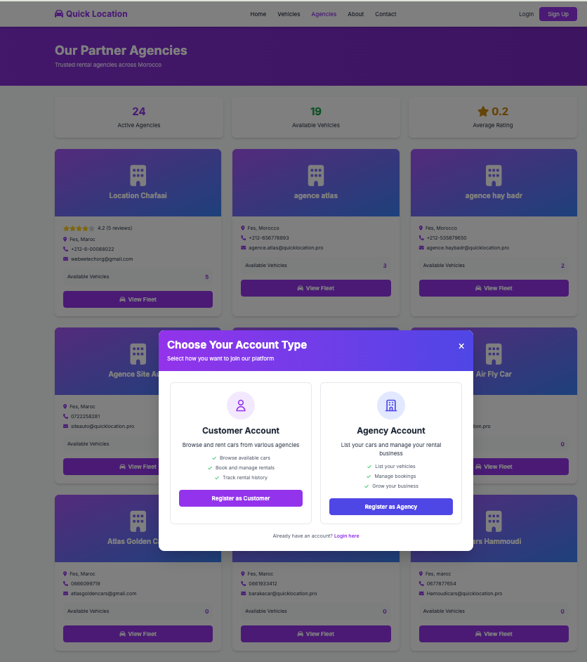 QuickLocation.pro - Plateforme de Location de Véhicules