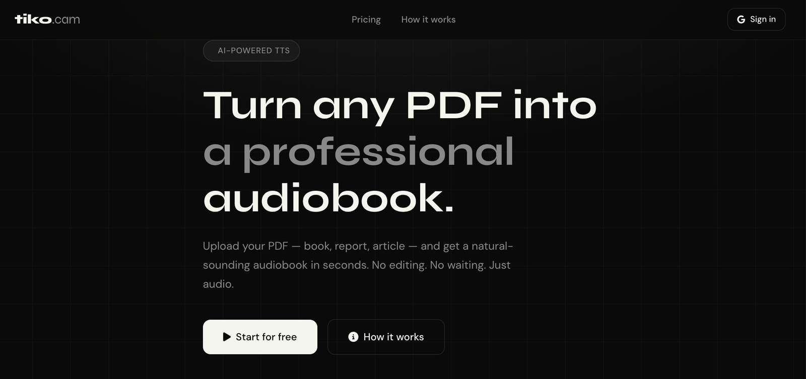 Tiko.cam - PDF eBook to Audiobook Converter